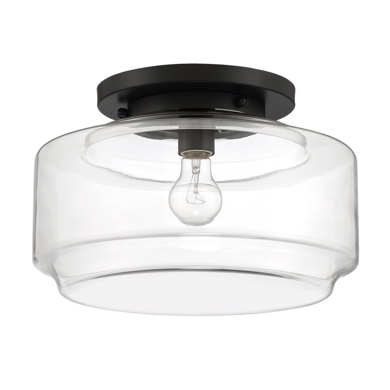 Plafonnier semi-encastré 1 lumière Peri, Noir, H 9,13 po x l 14 po x P 14 po