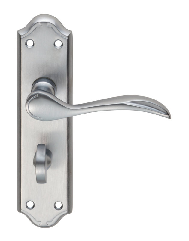 Madrid Bathroom Door Handle, Satin Chrome