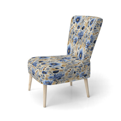 Chaise d'appoint en velours bleu Meadow Flowers