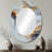 White And Gold Marble Abstract IV - Gold Modern Oval Wall Mirror-96122897