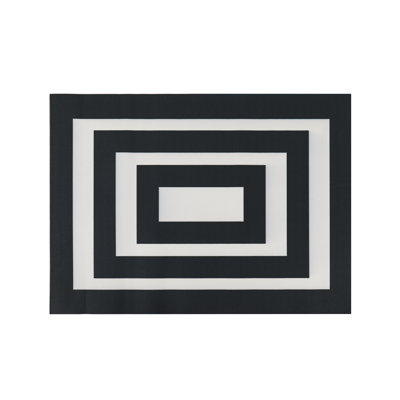 Ney Black and White Frame Layering Outdoor Mat