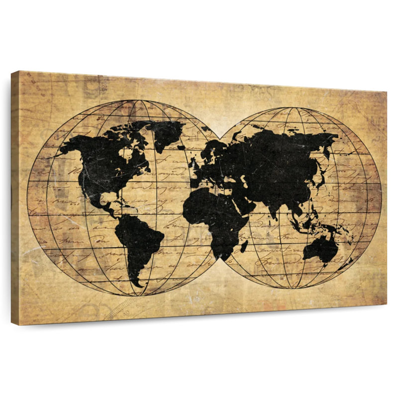 Carte du monde Aliaz Old Globe, H 32 po x l 48 po