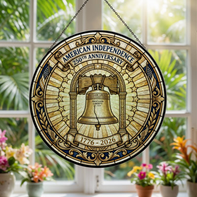 Panneau de fenêtre en verre pour décoration intérieure American Independent USA 250th Anniversary ， 7,8H