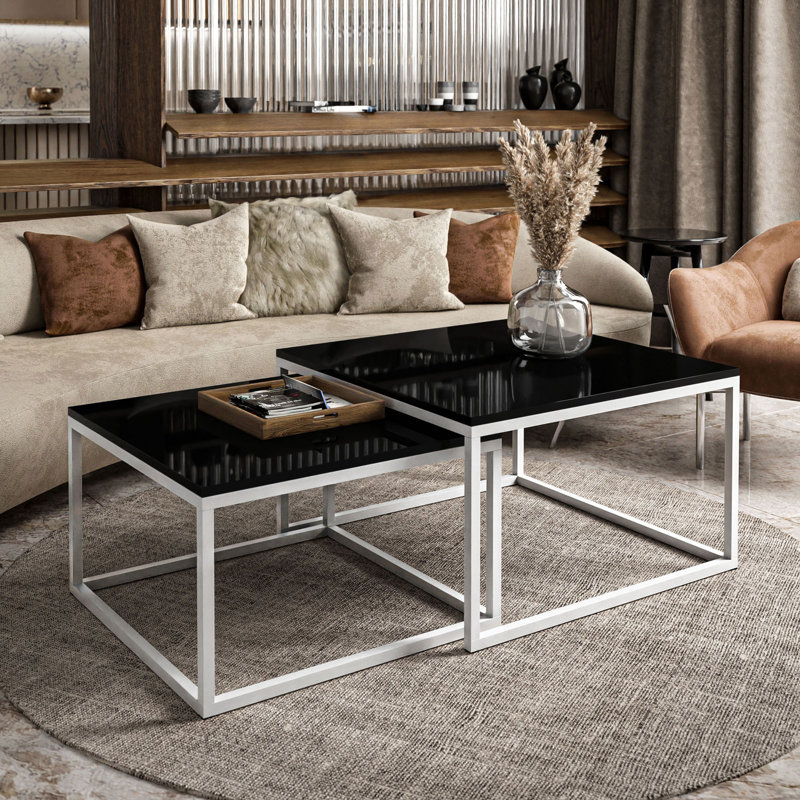 Arianit Frame Coffee Table, Black, High-gloss black