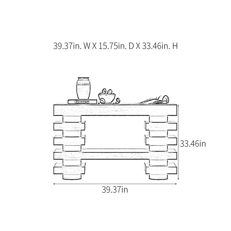 Retro Minimalist Console Table, 33.46" H x 39.37" W x 15.75" D