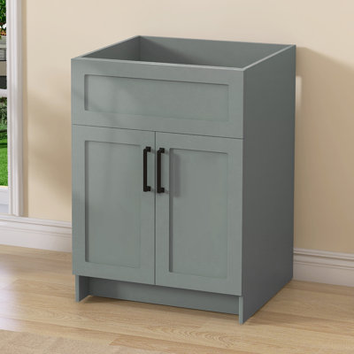 24" W X 21.5" D X 33.44" H Freestanding Sky Grey Bath Vanity Cabinet without Top Modern Stand Alone Bathroom Cabinet Unassembled