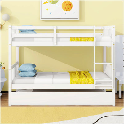 Versatile Twin Over Twin Bunk Bed With Trundle, Offering Multiple Sleeping Options And Functional Design.