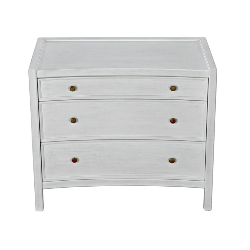 Hampton 3 - Drawer Solid Wood Nightstand, White Wash