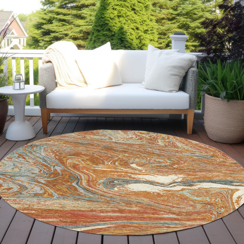 Malika Paprika Washable Indoor-Outdoor Rug - , 8' x 8'