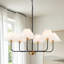 Lustre traditionnel 6 lumières avec abat-jour en tissu plissé-21512997