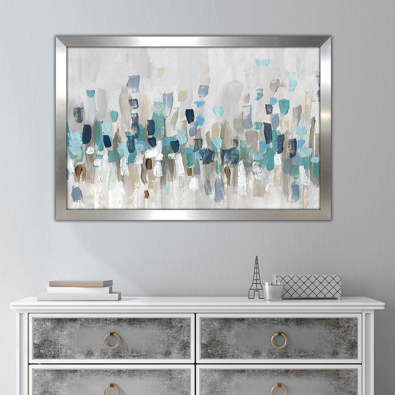 Staccato Blue I par - Peinture, Encadrement argenté, H 21,5 po x l 27,5 po x P 0,75 po