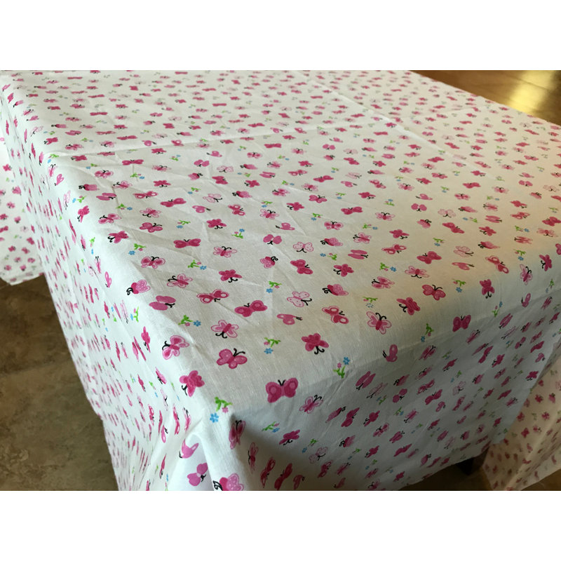 Butterflies Print Tablecloths, 72" L x 58" W, Pink