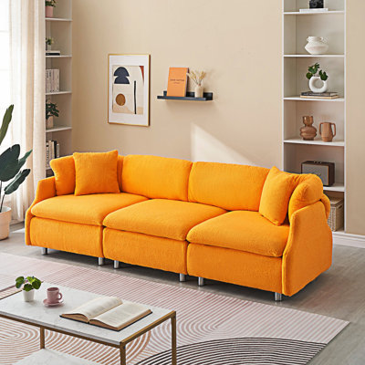 3 Seat Sofa With Two Throw Pillows, Living Room Couch