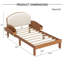 Structure simple en bois rembourré avec tête de lit arquée et tablettes de rangement latérales-1078004736