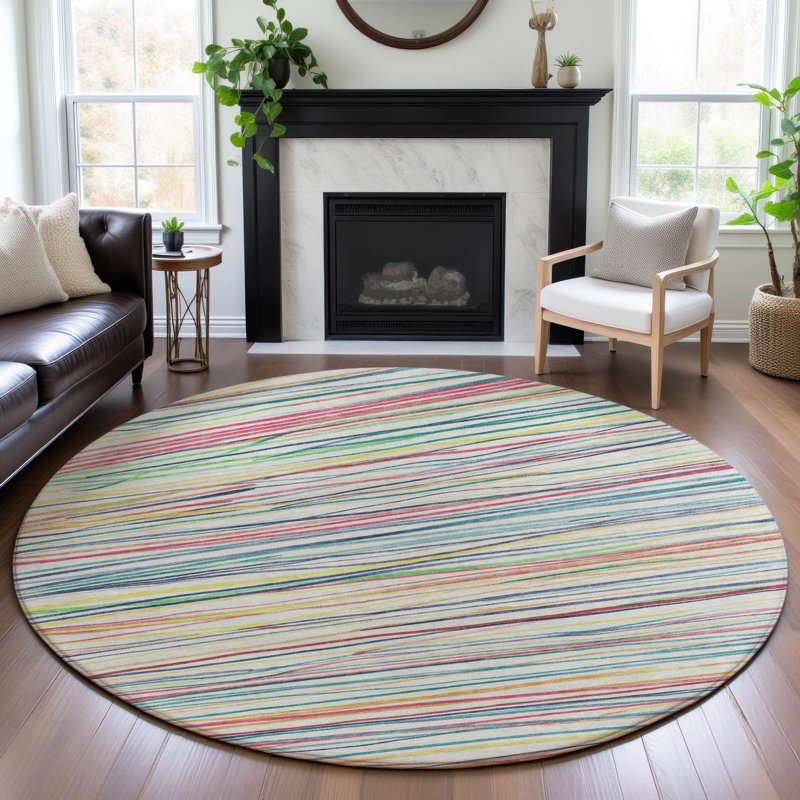 Tapis de qualité supérieure lavable à la machine Harjo AMF1603, Rond 8 pi