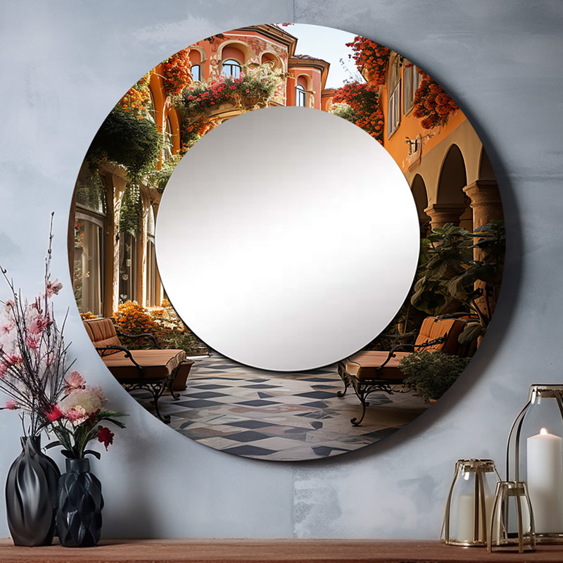 Miroir espagnol rond - décor mural Cityscapes, 29 po x 29 po