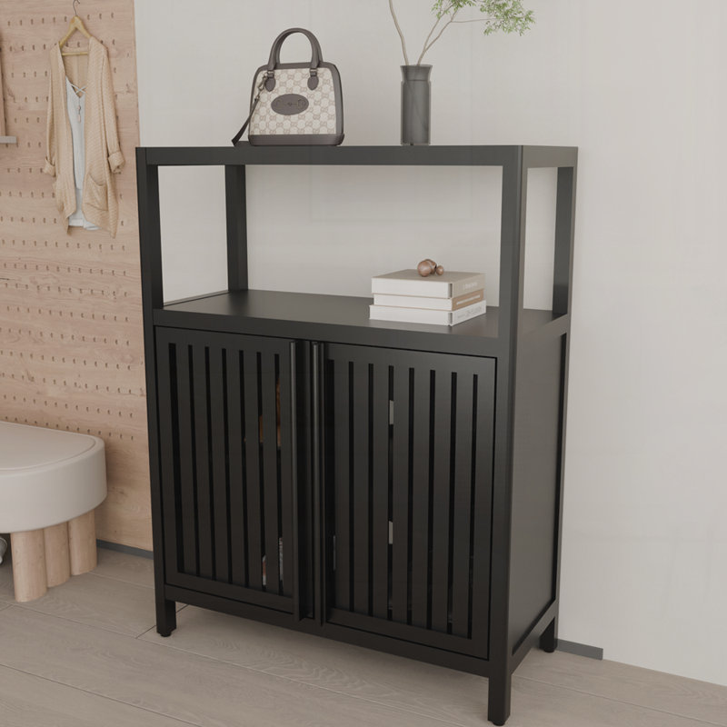 Grande armoire de rangement en bambou pour salle de bain, Noir