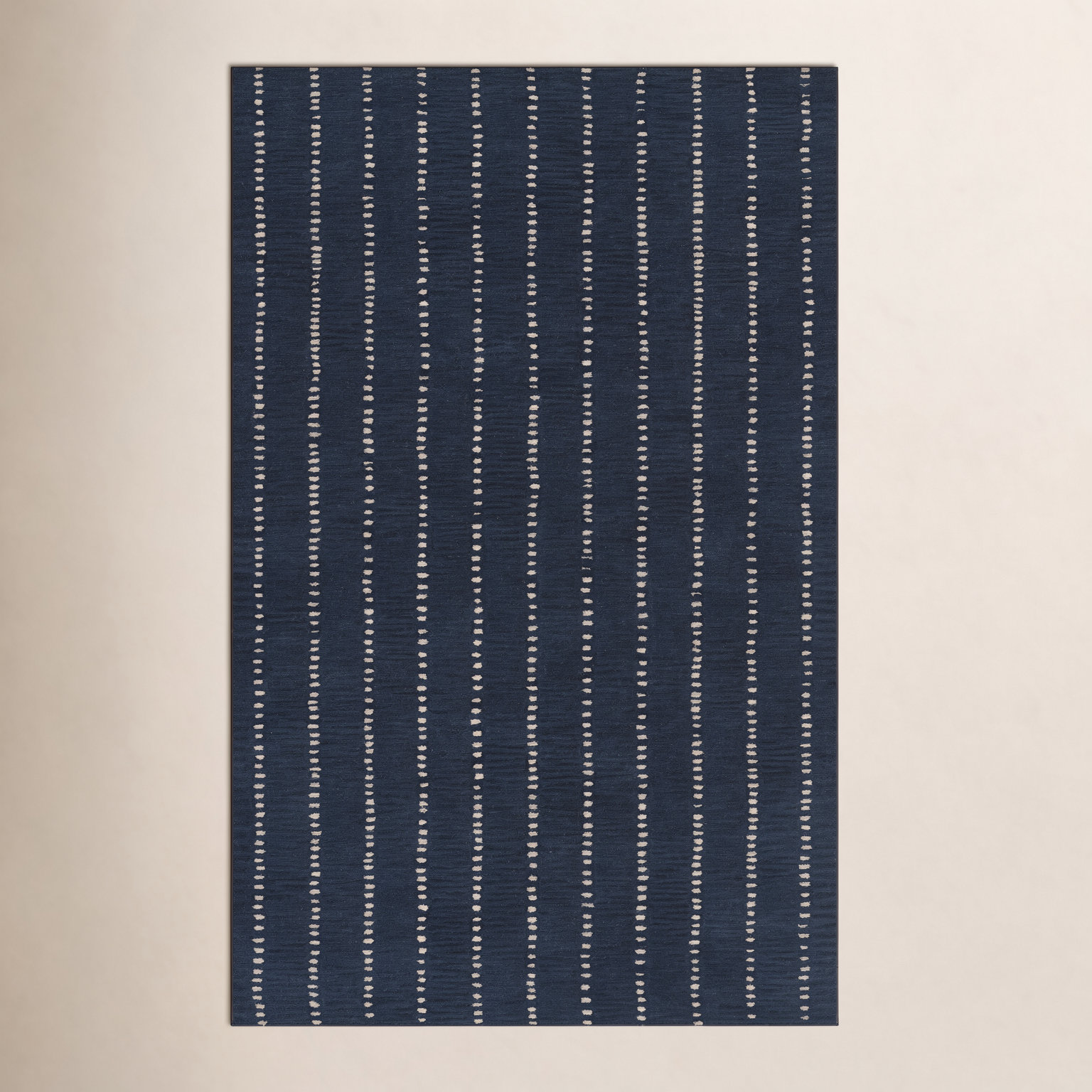 Nichols Navy Hand-Tufted Striped Wool Rug, Rectangle 5' x 8'