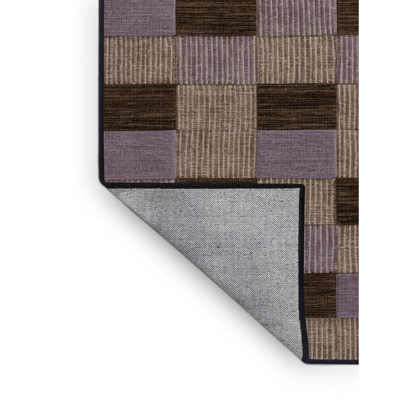 Tapis damier noir lavable à la machine, Rond 8 pi