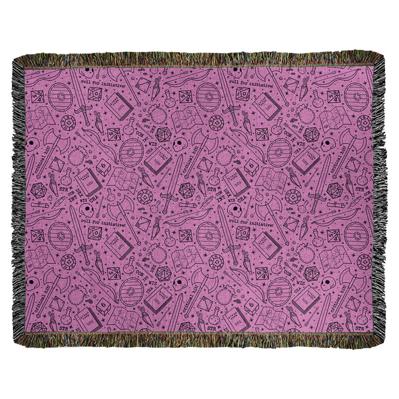 Couverture en coton tissé Katelyn Elizabeth, l 37 po x L 52 po, Rose / Noir