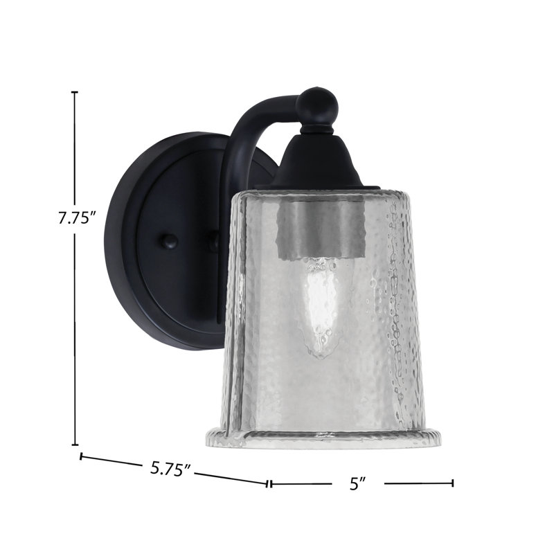 Applique murale Ahern, fini noir mat, verre fumé bullé de 13,3 cm (5,25 po)., Smoke / Matte Black