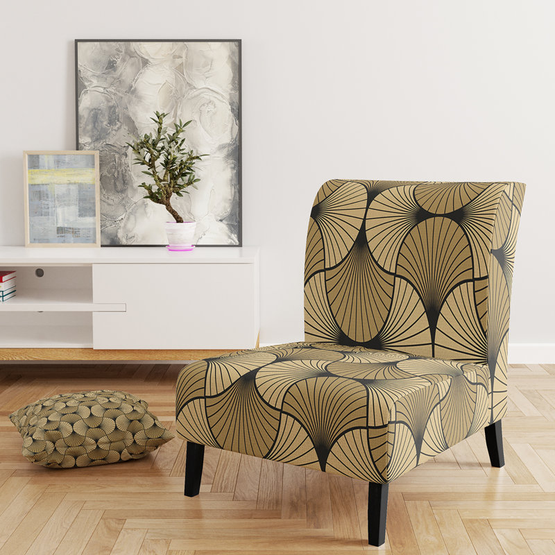 Brechta Vibrant Curve Design II - Velvet Upholstered Modern Slipper Chair, Brown/Black