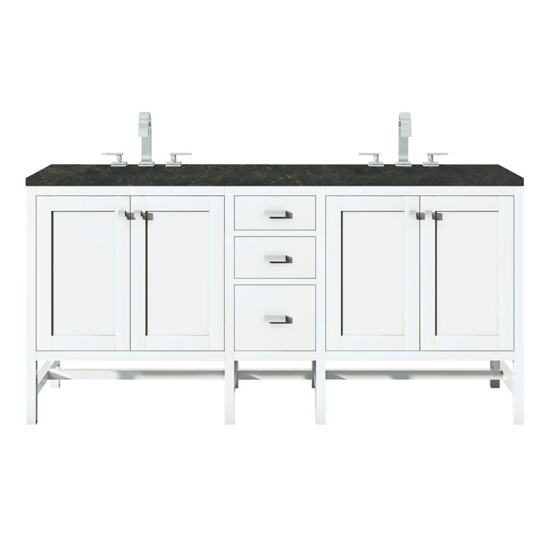 Addison Double Vanity, Glossy White, White Zeus, 8" Widespread