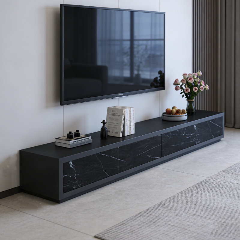 Meuble télé 4 tiroirs Minimalisme, 15.74"H x 78.74"L x 15.74"W, Black