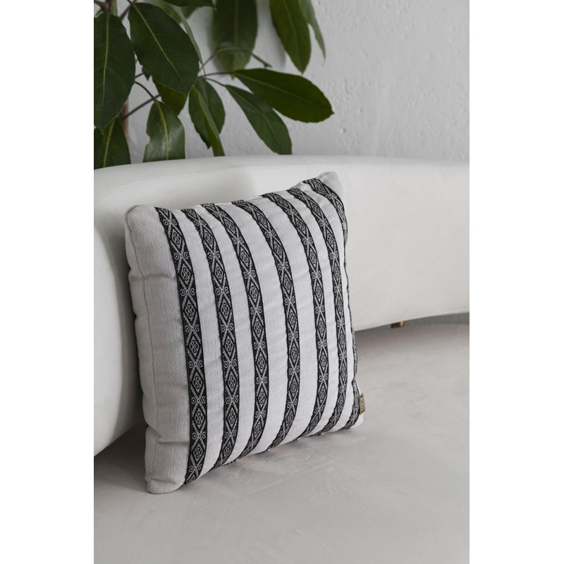 Fajas Handwoven Sash Decorative Pillows By Andean, White;Black