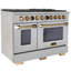 48 in. 6.7 cu. ft. Dual Fuel Range in Stainless Steel with Gold Accents and Kucht Horus Thermostat-724291373