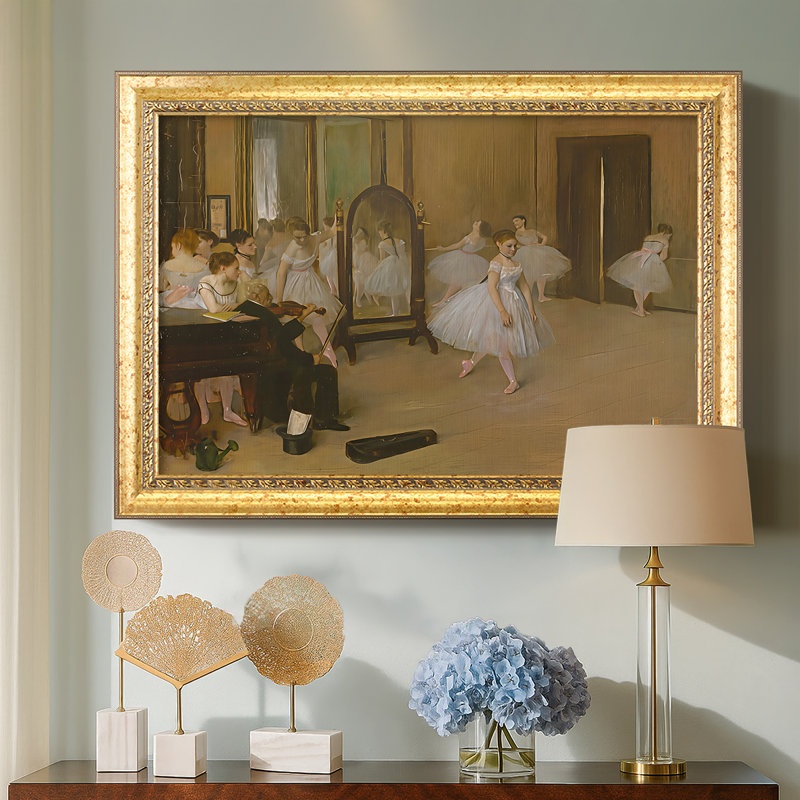 La classe de la danse, c. 1870 - Edgar Degas - Toile encadrée sur mesure, Feuille d'or toscane (ou acanthe doré tacheté), Non