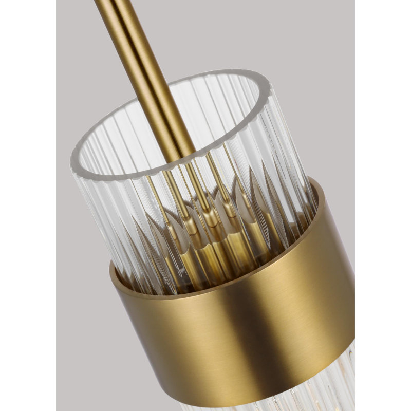 Geneva 1 - Light Pendant, Burnished Brass, 12" H x 3.375" W x 3.375" D