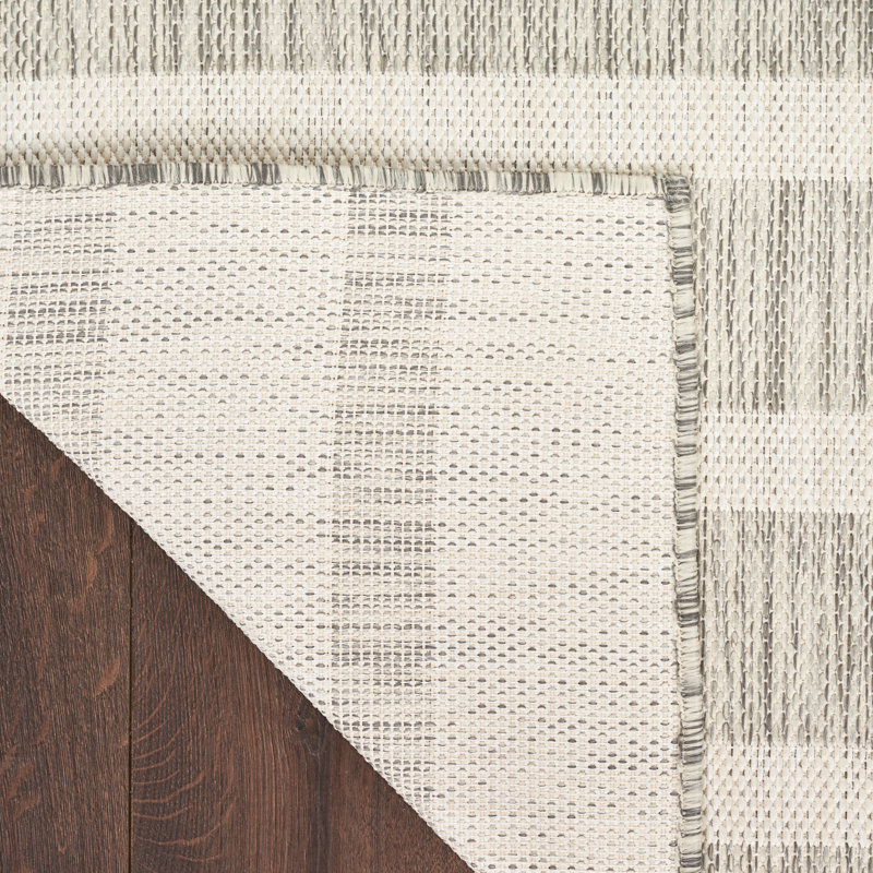Tapis intérieur / extérieur rectangulaire Shaila, Gris / Ivoire, Rectangle 7 pi x 10 pi