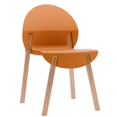 Tropical Orange 4 Indoor , Red Oak Legs, Pp Seat, Waterproof Scratch-, Genuine Solid Oak, High-Strength Joints, Floor-Protective Pads, Ergonomic Contouring, Thickened Edge, Modern Two-Tone Decor, ,