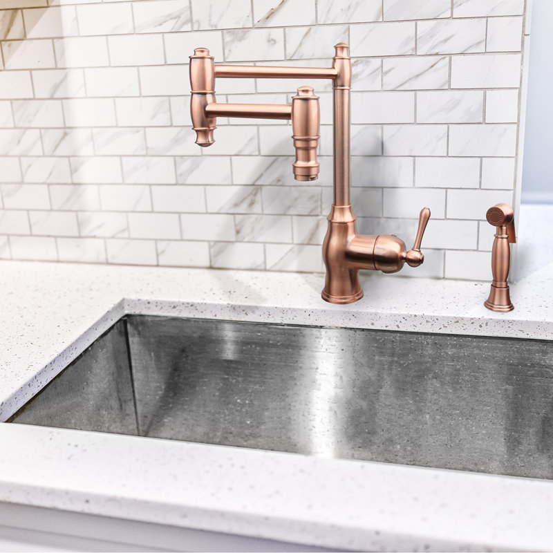 One-Handle Copper Kitchen Pot Filler Faucet with Side Spray