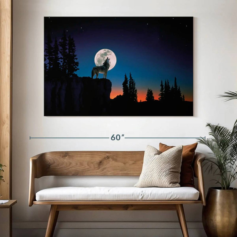 Wolf Howling At Night, 34" H x 51" W