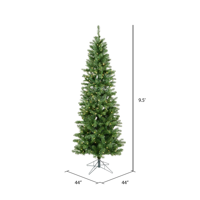 Salem Pencil Green Pine Artificial Christmas Tree with Stand, Warm White LED, 9.5'  H