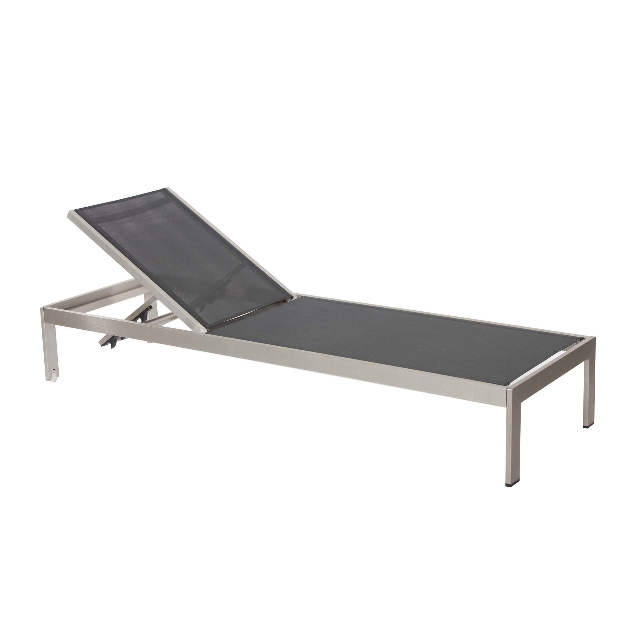 Aynura 76" Long Reclining Single Chaise, Gray/Black