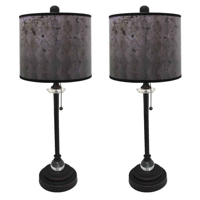 Ensemble de lampe buffet 28" crystal Pisano, Bronze