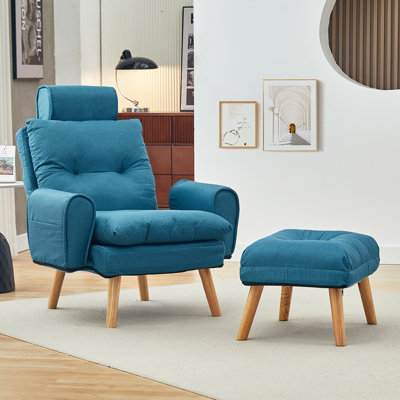 Upholstered Accent Chair with Footstool