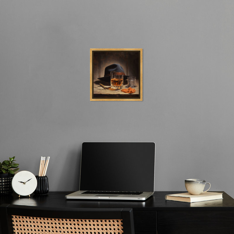 Fedora Manly Inspirational Cowboy Wall Art by Notoriart, Gold Framed, 13" H x 13" W