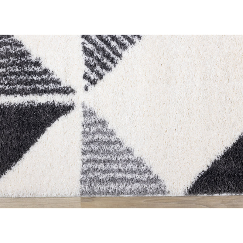 Cozy Modern Geometric Grey White Area Rug, Rectangle 2'0'' x 3'7''