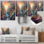 Geometric Future City River - Waves Wall Art Decor-996283727-996283718