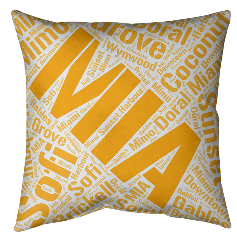Coussin intérieur / extérieur Miami, Orange, Non, H 20 po x l 20 po