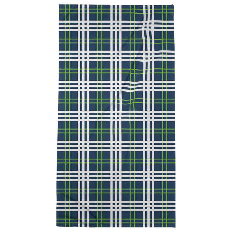 Serviette de plage de luxe Seattle football, Microfibre, Bleu marine collège / vert action / blanc