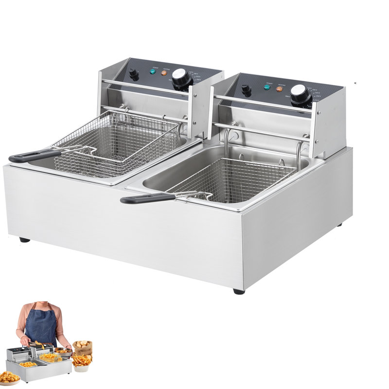 Friteuse électrique commerciale, double cuve en acier inoxydable 6l X 2