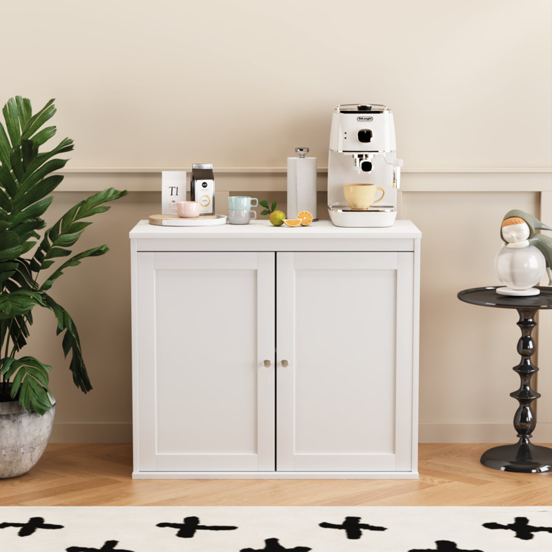 Armoire de rangement à double porte avec tablettes réglables et ensemble anti-basculement, buffet polyvalent pour la cuisine, la salle à manger, le salon et le vestibule, fabrication en panneau de fibres à densité moyenne durable