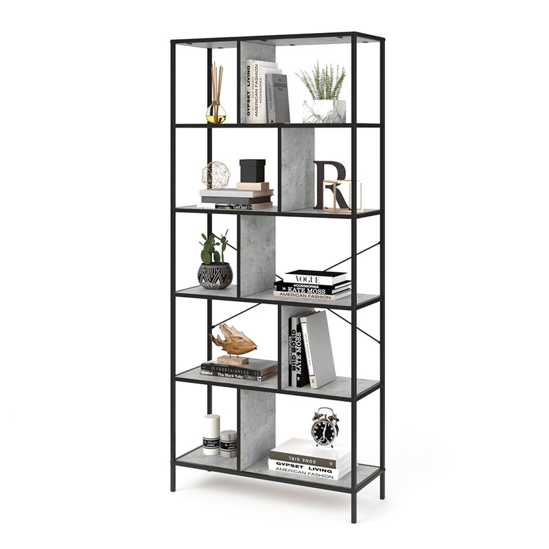 Lizette 80 cm W Standard Bookcase, Concrete, 5