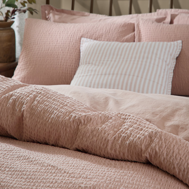 Hebden Relaxed Seersucker Cotton Solid Colour Duvet Cover Set
