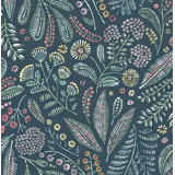 Briar Navy Floral Wallpaper